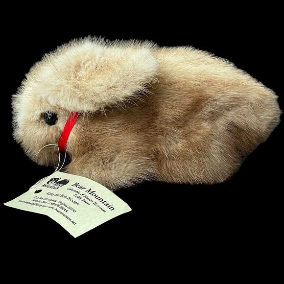 Kathy Bindert Mink Fur Stuffed Bunny Rabbit Bear Mountain Handmade 9” w tag